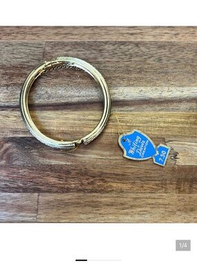 Whiting & Davis Gold Tone Hinged Bangle Bracelet